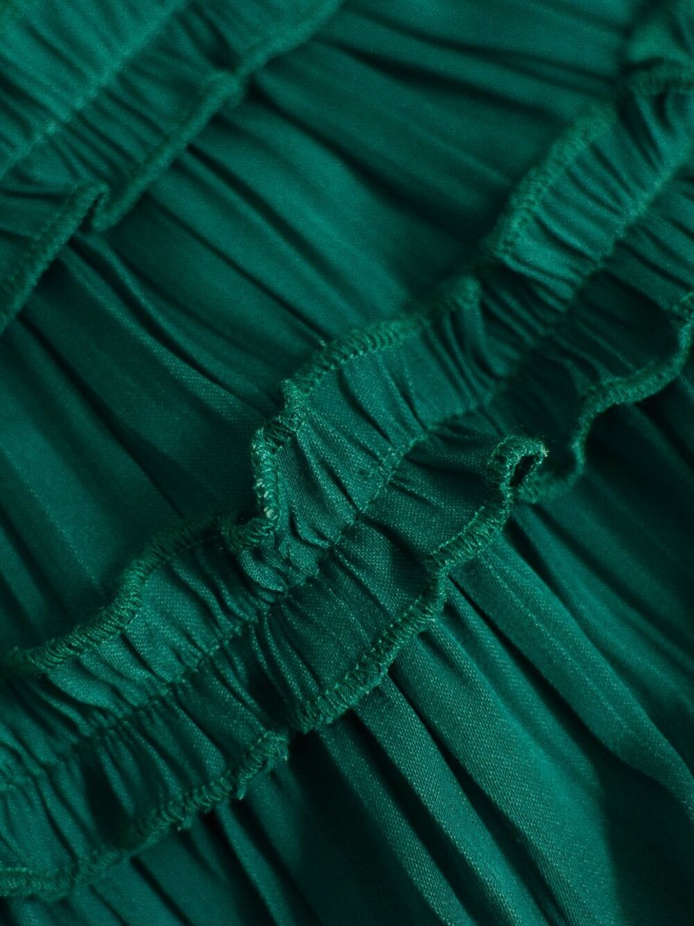Anthropologie Shirred Peasant Blouse Green Emerald Ruffle Button Front Sz S Boho - Picture 11 of 13